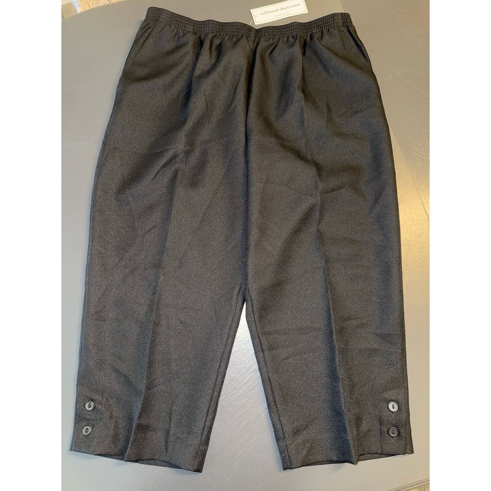 New‎ With Tags Alfred Dunner Black Capri Pants Elastic Waist Solid Women's Sz 16